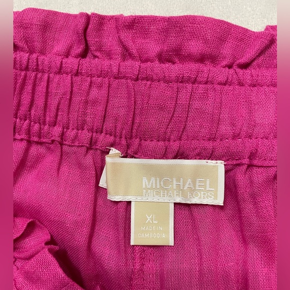NWT Michael Kors Wide Leg Front Tie Pants Hot Pink Size XL - Picture 9 of 11